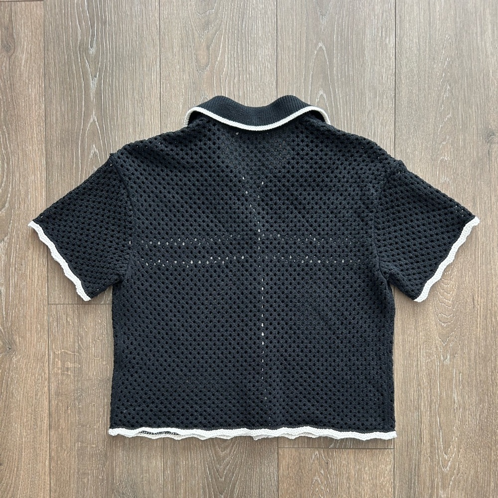 Abercrombie Crochet Button-Down Shirt | Black & White | Size Medium | EUC - Picture 5 of 5